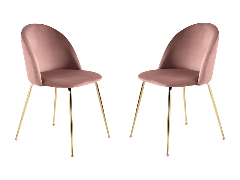 Conjunto de 4 cadeiras de jantar "Dama" rosa em veludo com estrutura em metal pintado cm 52x50 81h