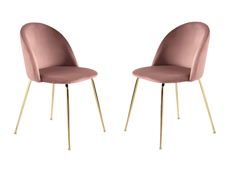 Conjunto de 4 cadeiras de jantar "Dama" rosa em veludo com estrutura em metal pintado cm 52x50 81h
