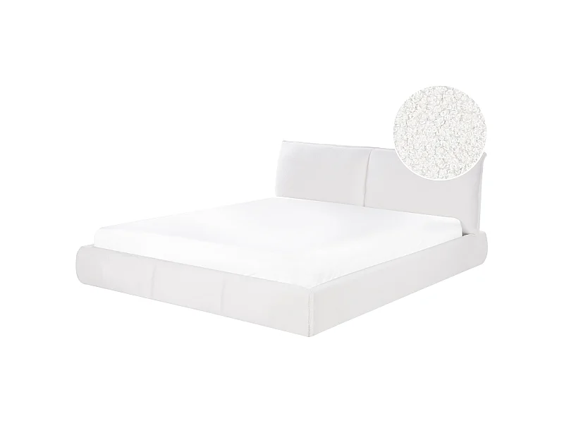 Letto Bouclé VINAY 180 x 200 cm Bianco