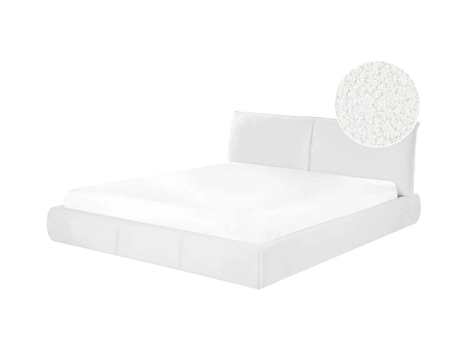 Letto Bouclé VINAY 180 x 200 cm Bianco