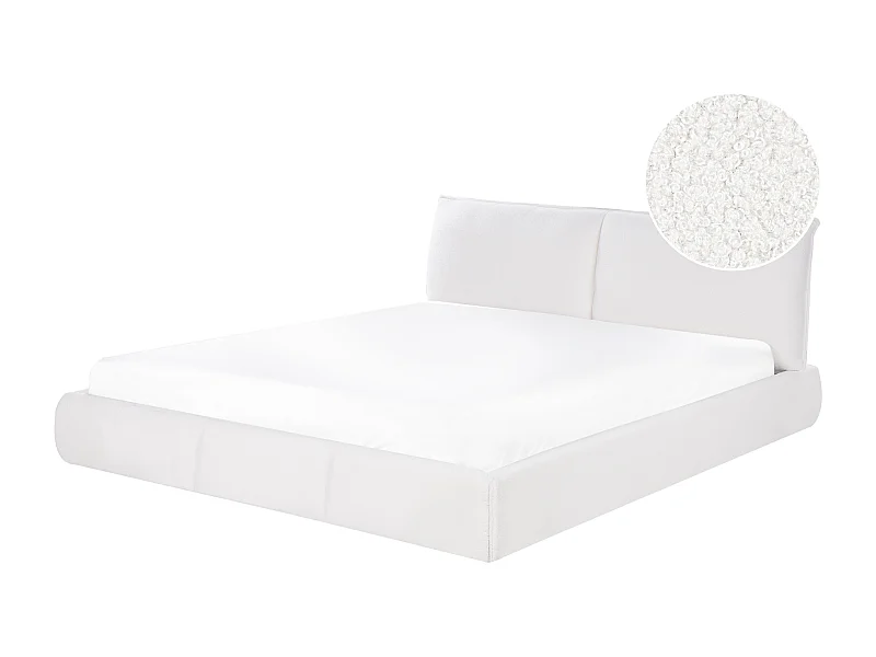 Letto Bouclé VINAY 180 x 200 cm Bianco