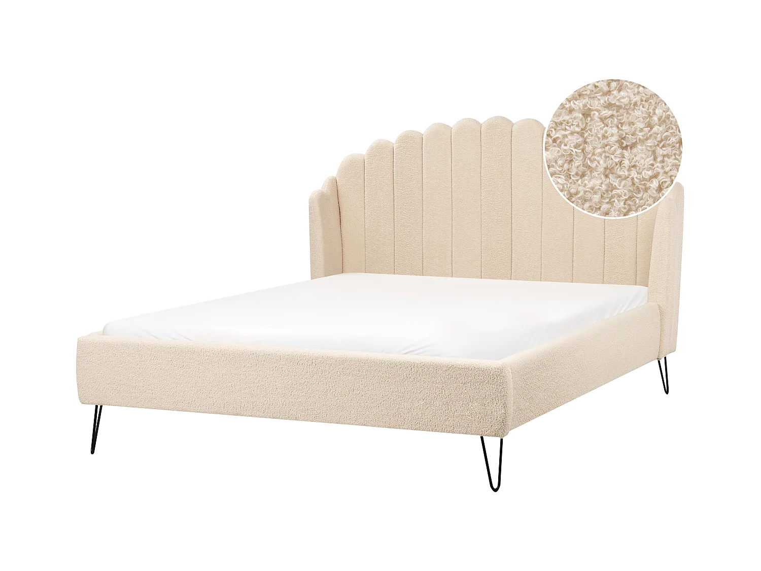 Lit avec sommier Bouclé AMBILLOU 160 x 200 cm Beige