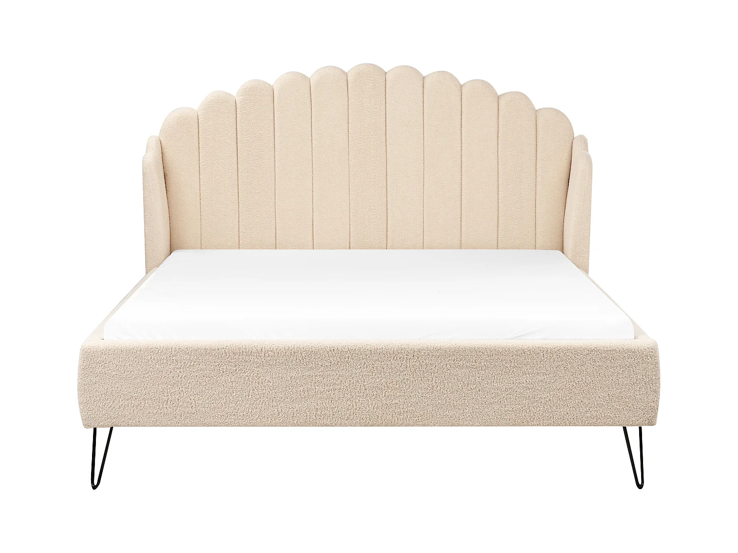 Lit avec sommier Bouclé AMBILLOU 160 x 200 cm Beige