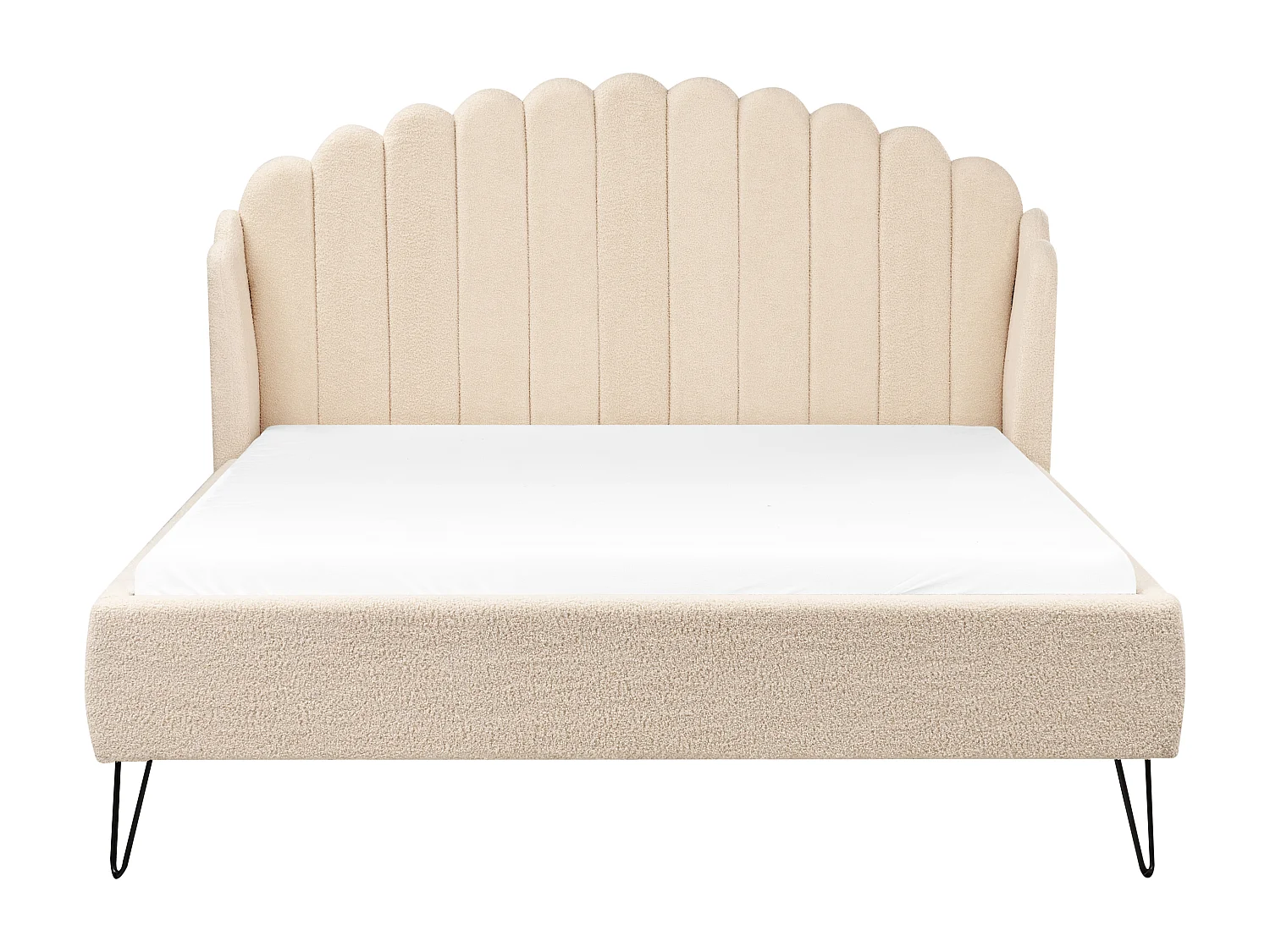 Lit avec sommier Bouclé AMBILLOU 160 x 200 cm Beige