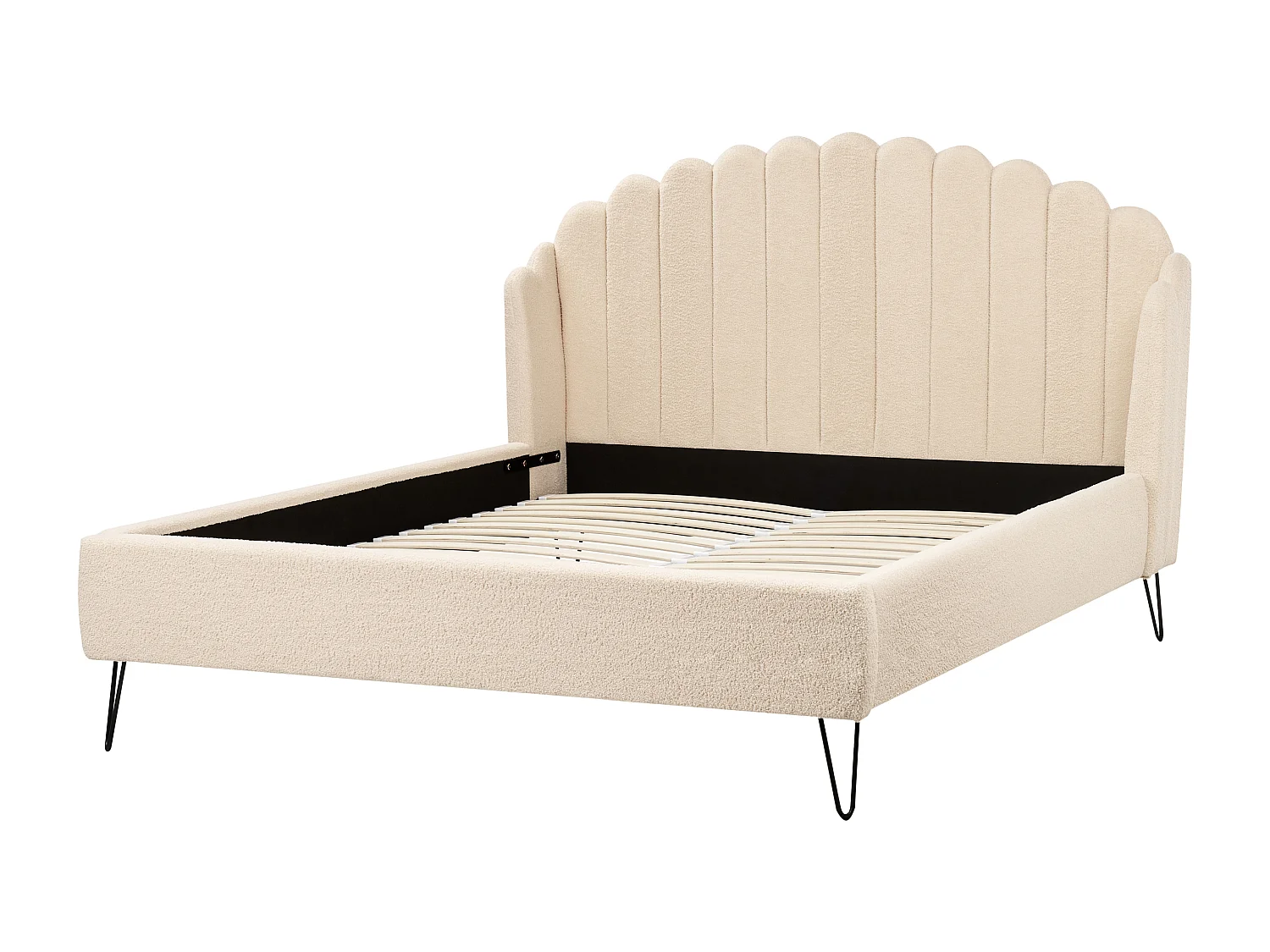 Lit avec sommier Bouclé AMBILLOU 160 x 200 cm Beige