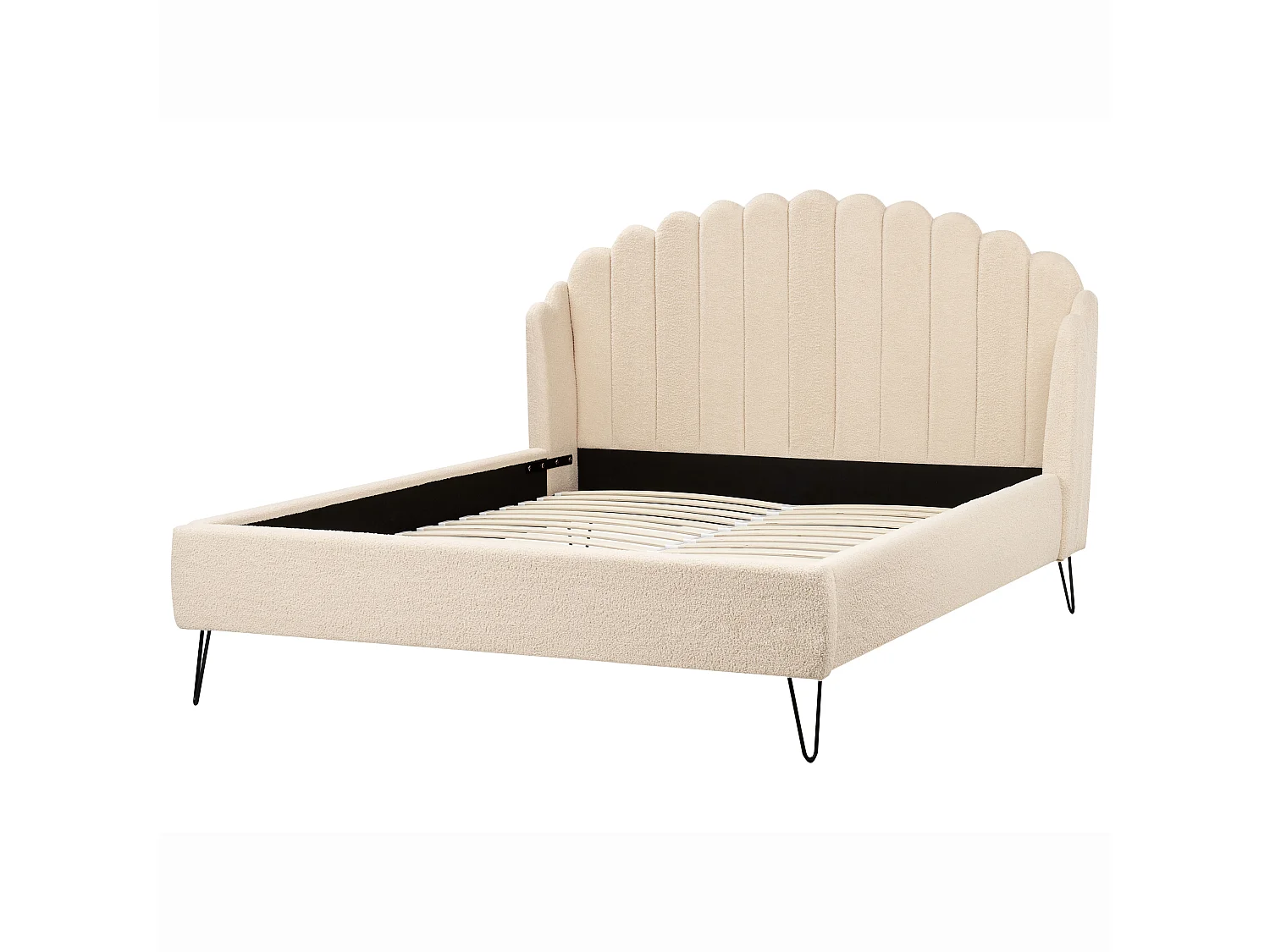 Säng med lamellram Bouclé AMBILLOU 160 x 200 cm Beige