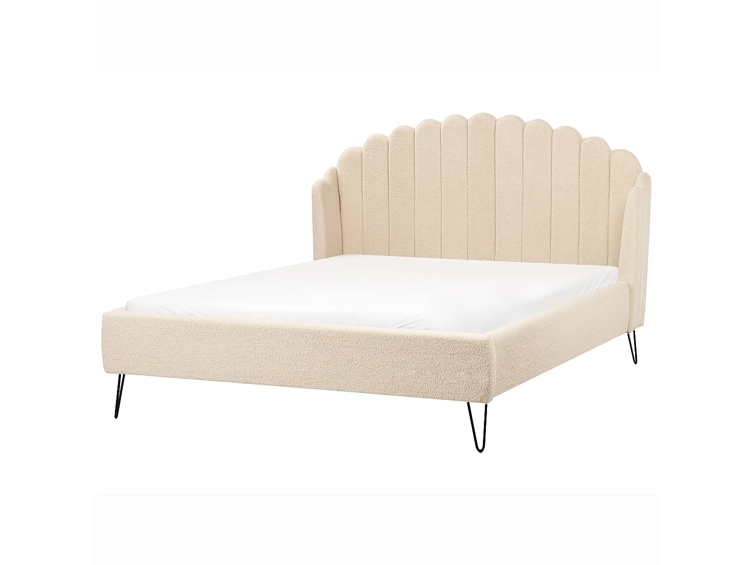 Säng med lamellram Bouclé AMBILLOU 160 x 200 cm Beige