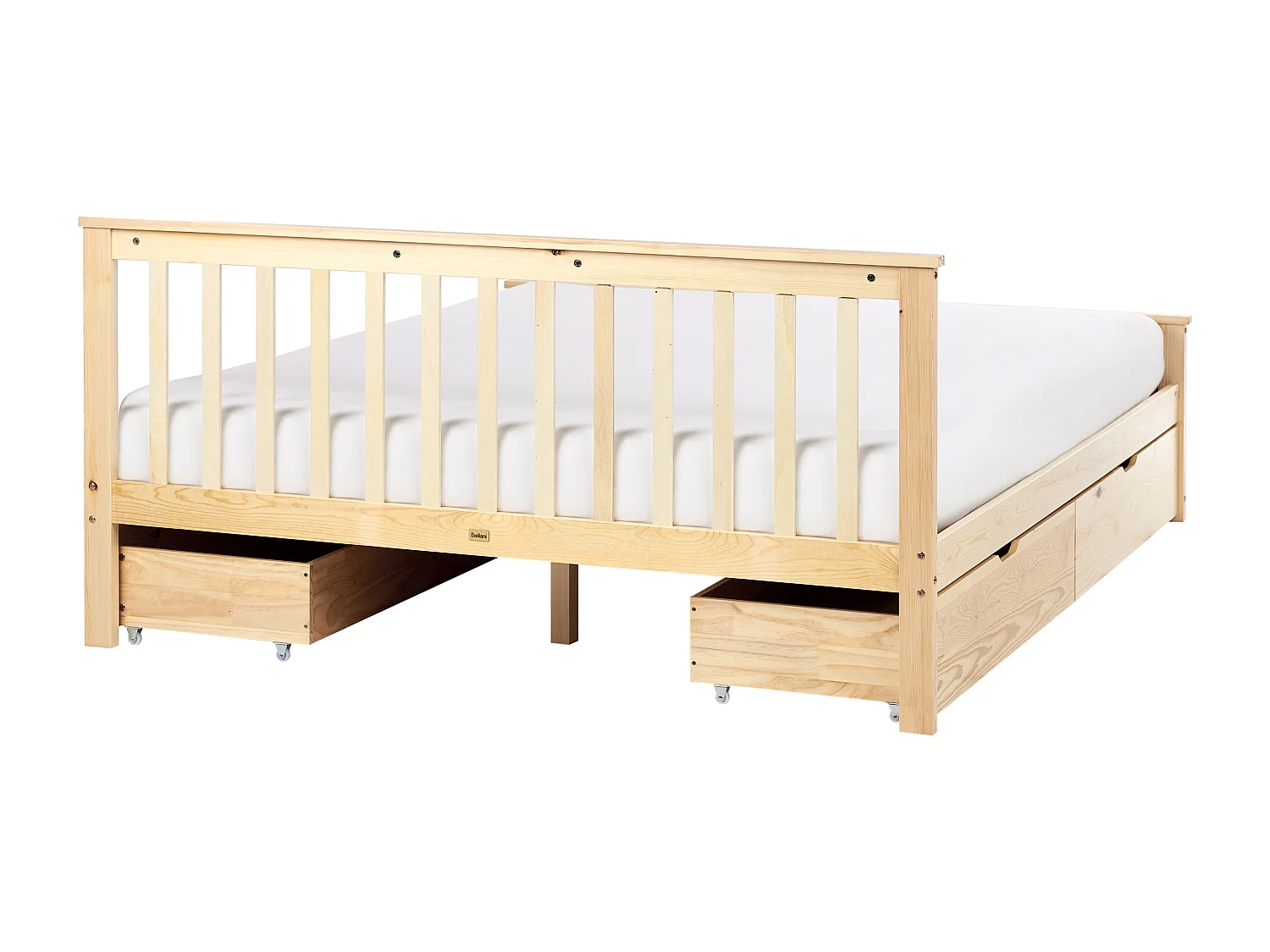 Lit avec tiroirs de rangement Bois de pin OLENDON 160 x 200 cm Marron clair