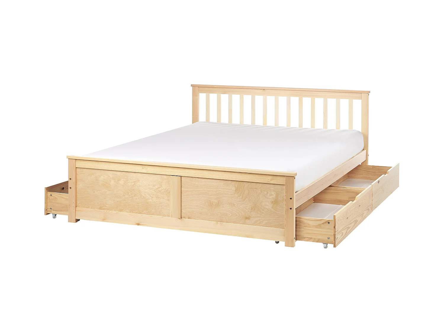 Bett mit Schubladen Kiefernholz OLENDON 160 x 200 cm Hellbraun