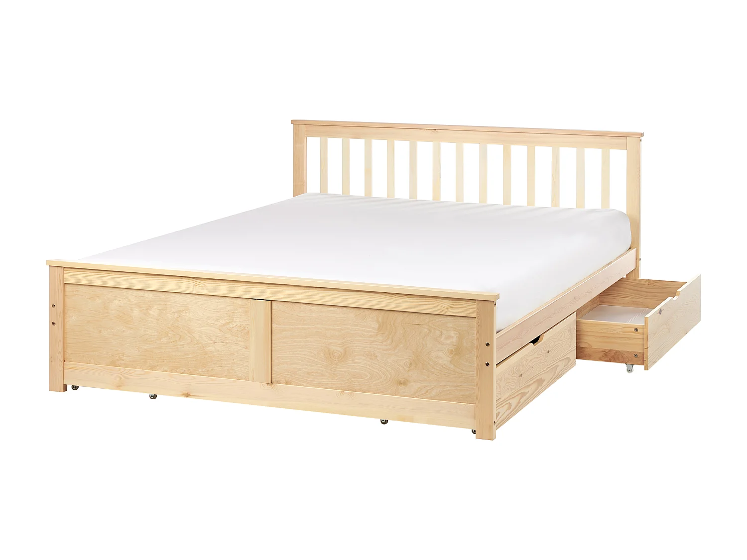 Lit avec tiroirs de rangement Bois de pin OLENDON 160 x 200 cm Marron clair