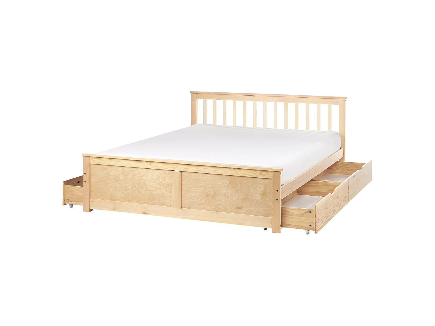 Bed with 4 Drawers OLENDON Pine Wood Light Brown 160 x 200 cm (EU King Size)