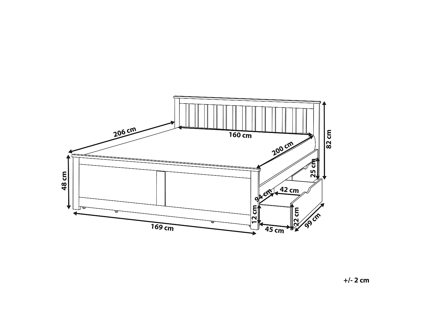 Bed with 4 Drawers OLENDON Pine Wood Light Brown 160 x 200 cm (EU King Size)