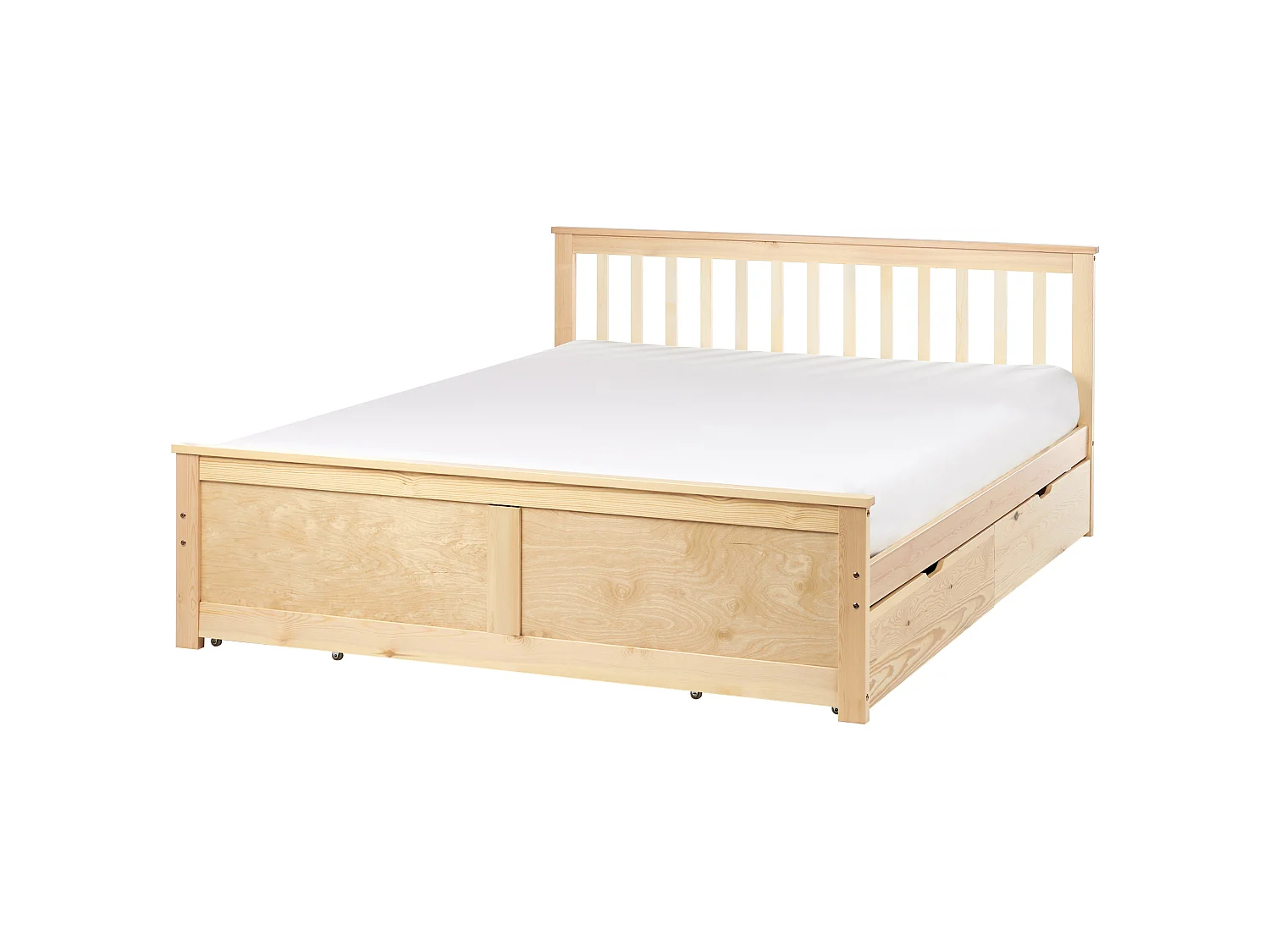 Bed with 4 Drawers OLENDON Pine Wood Light Brown 160 x 200 cm (EU King Size)