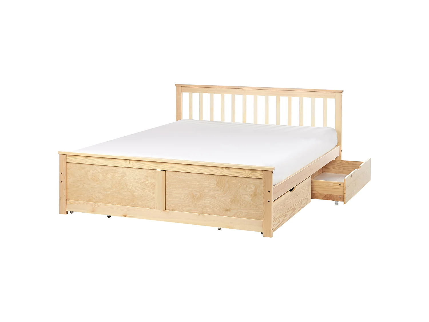 Bed with 4 Drawers OLENDON Pine Wood Light Brown 160 x 200 cm (EU King Size)