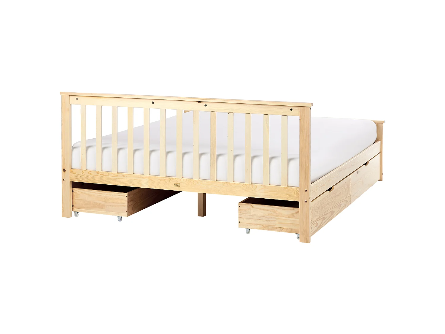 Bed with 4 Drawers OLENDON Pine Wood Light Brown 160 x 200 cm (EU King Size)
