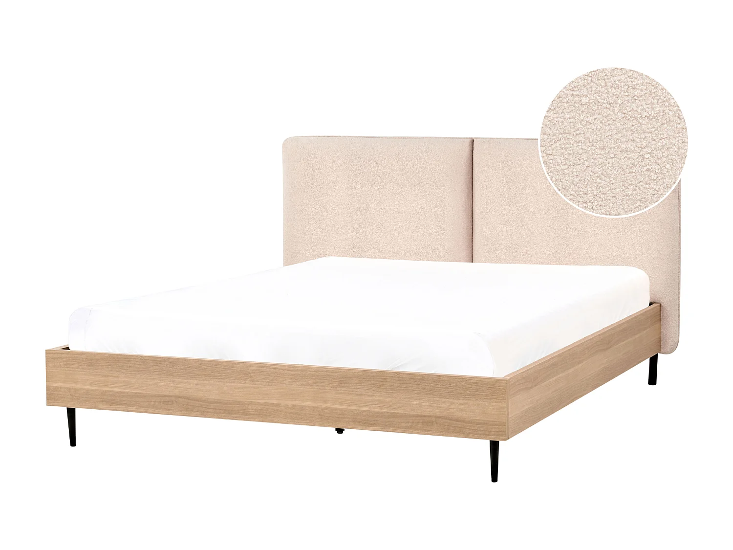 Lit avec sommier Bouclé LIMANTON 160 x 200 cm Beige