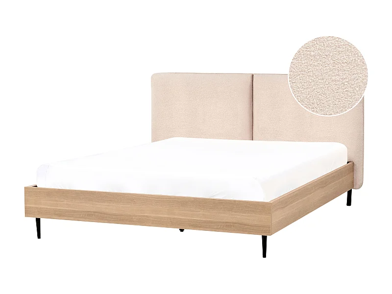 Lit avec sommier Bouclé LIMANTON 160 x 200 cm Beige