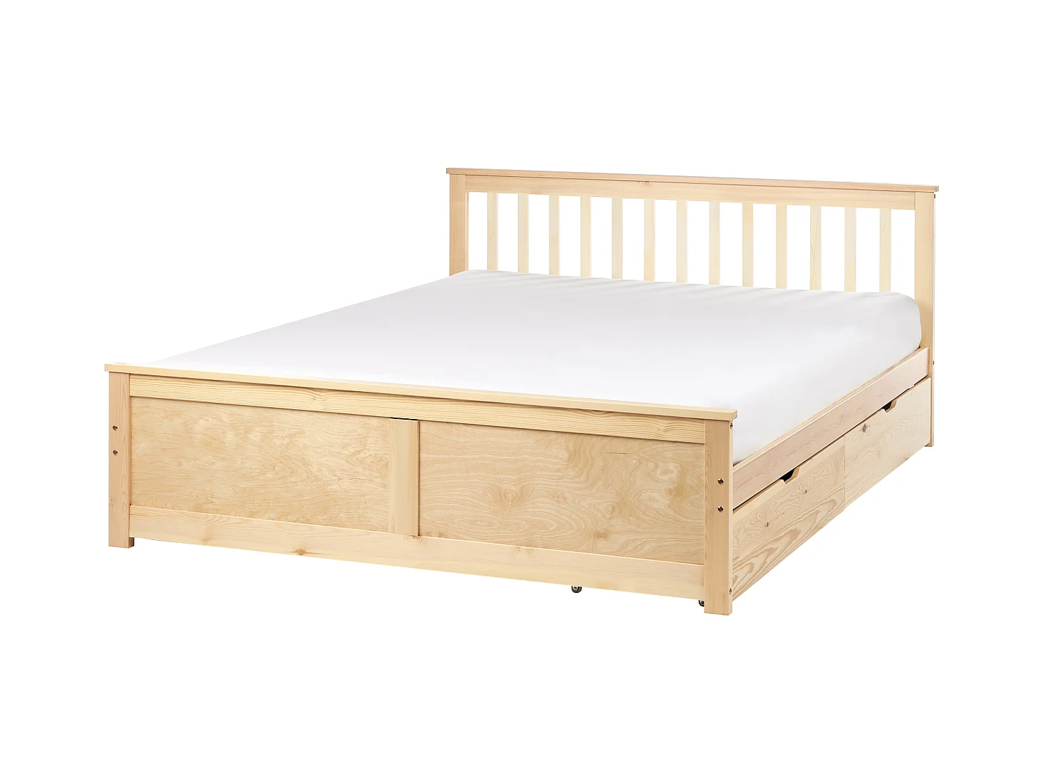 Lit avec tiroirs de rangement Bois de pin OLENDON 160 x 200 cm Marron clair