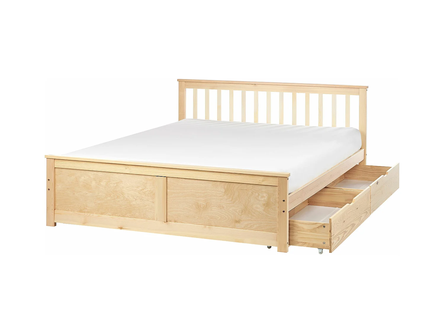 Bett mit Schubladen Kiefernholz OLENDON 160 x 200 cm Hellbraun