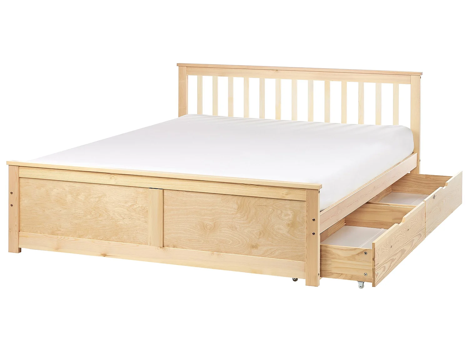 Bed with 2 Drawers OLENDON Pine Wood Light Brown 160 x 200 cm (EU King Size)