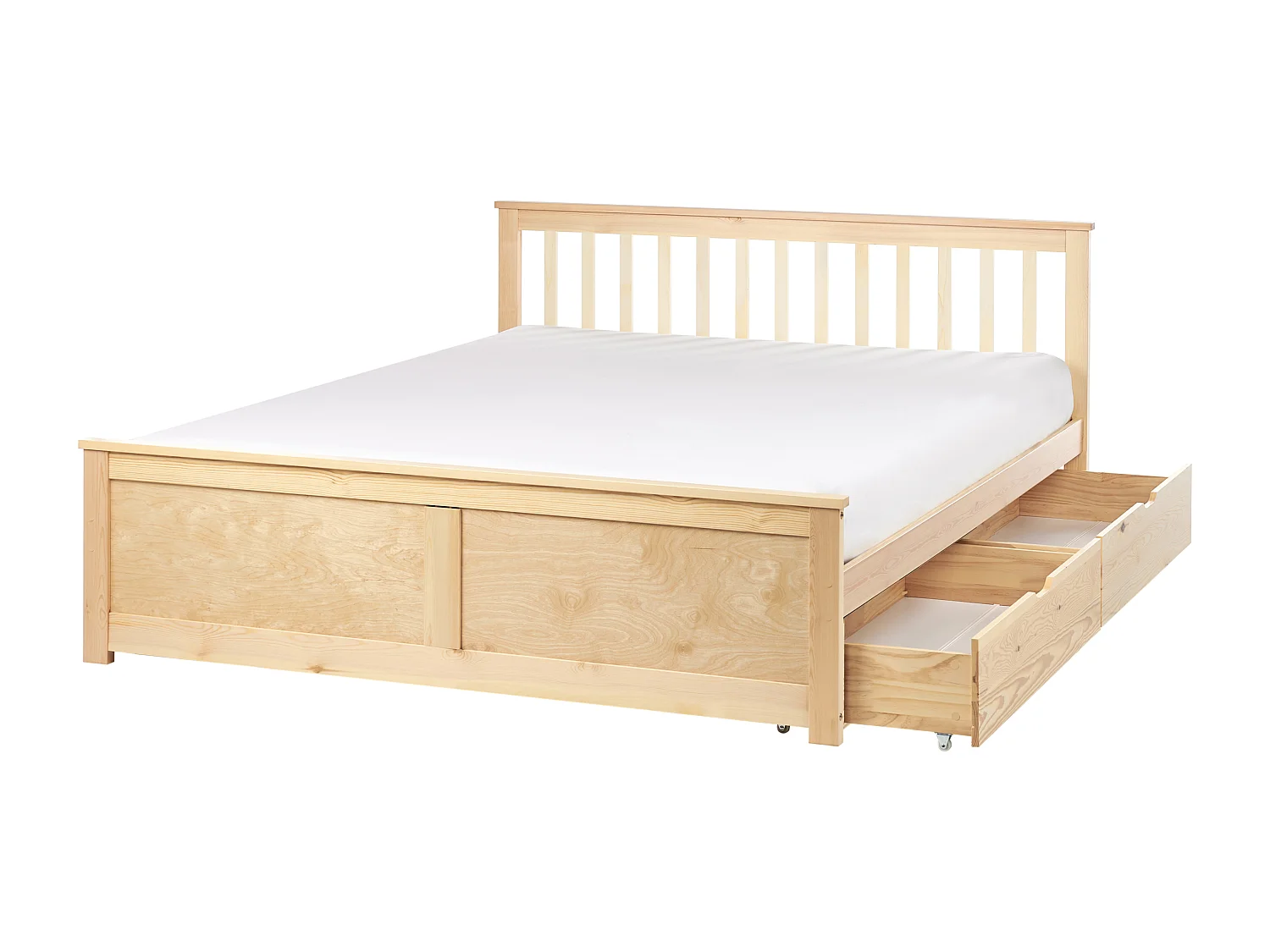 Bett mit Schubladen Kiefernholz OLENDON 160 x 200 cm Hellbraun