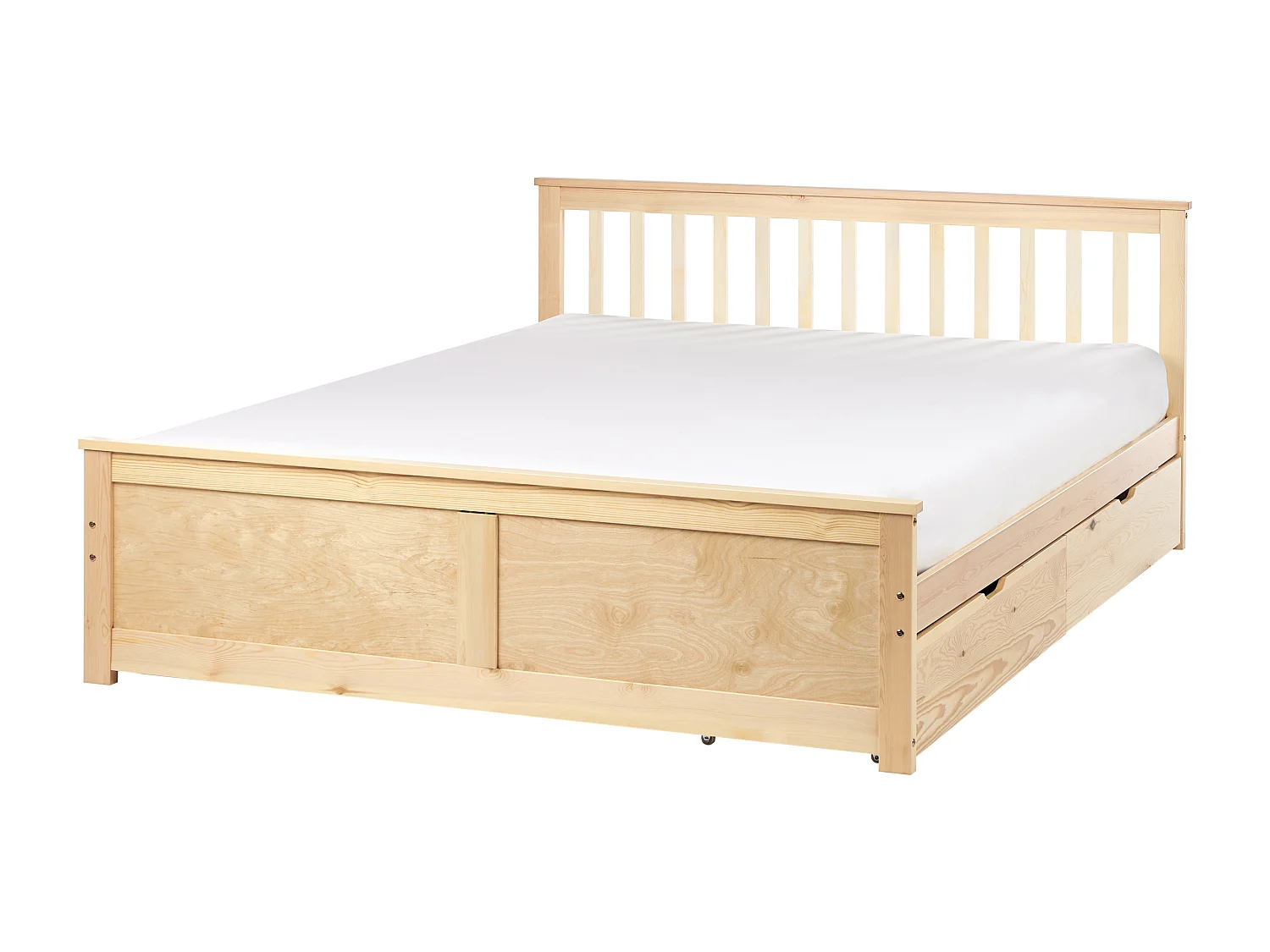 Bett mit Schubladen Kiefernholz OLENDON 160 x 200 cm Hellbraun