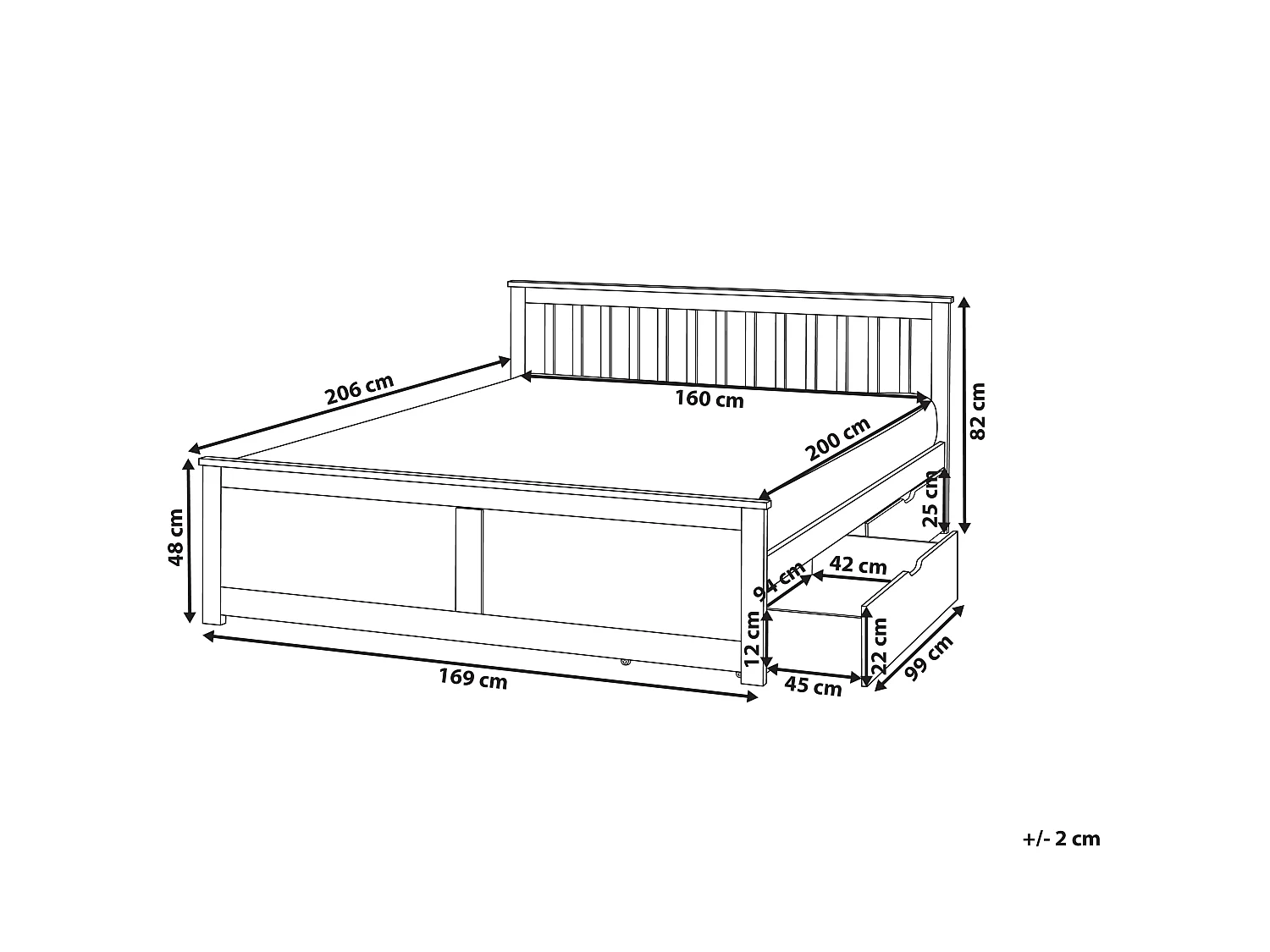 Bed with 2 Drawers OLENDON Pine Wood Light Brown 160 x 200 cm (EU King Size)