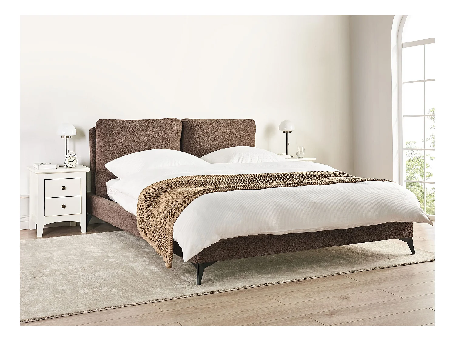 Lit avec sommier Bouclé MELLE 160 x 200 cm Marron