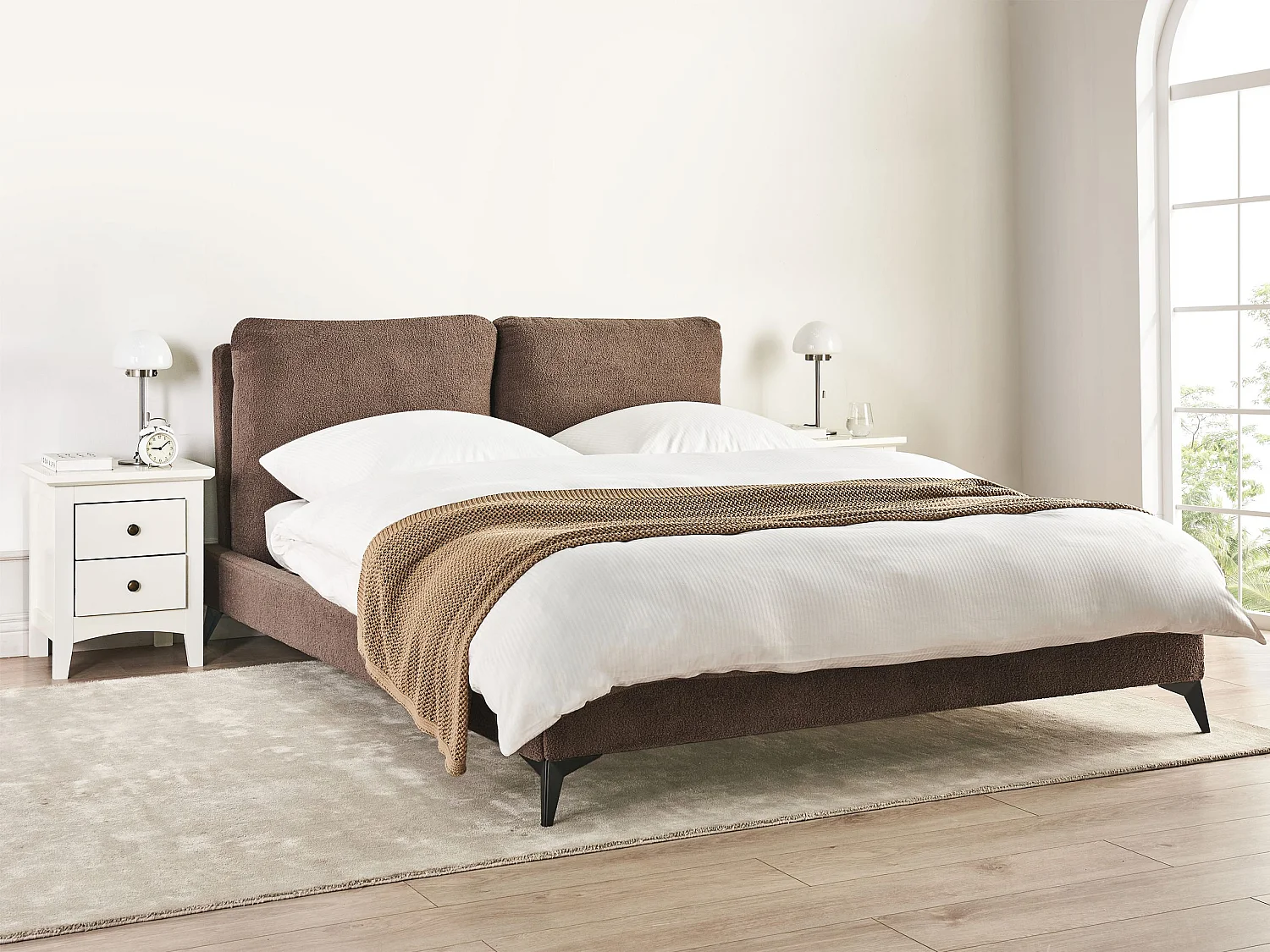 Bett mit Lattenrost Bouclé MELLE 160 x 200 cm Braun