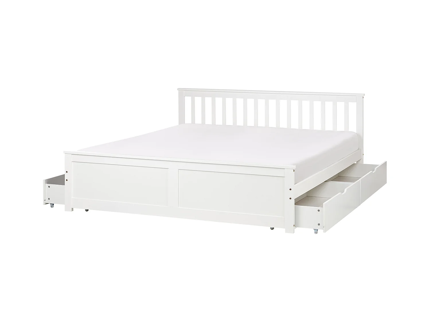 Letto con cassetti contenitori Legno di pino OLENDON 180 x 200 cm Bianco