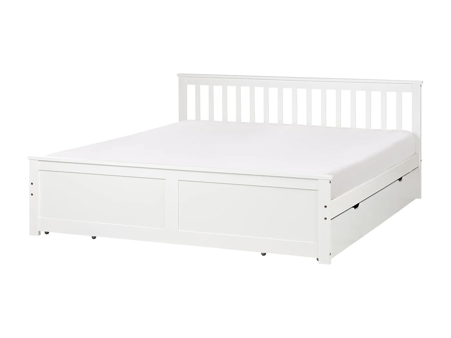 Lit avec tiroirs de rangement Bois de pin OLENDON 180 x 200 cm Blanc