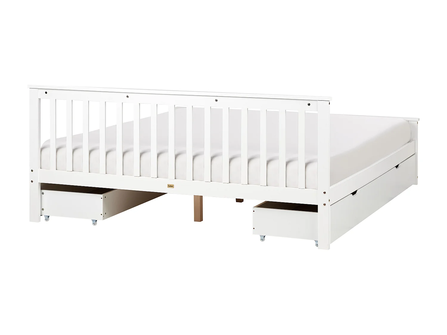 Lit avec tiroirs de rangement Bois de pin OLENDON 180 x 200 cm Blanc