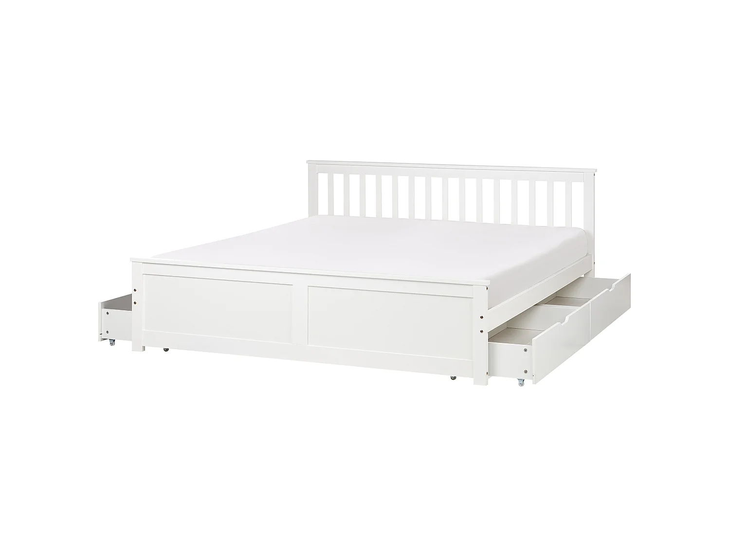 Bed with 4 Drawers OLENDON Pine Wood White 180 x 200 cm (EU Super King)