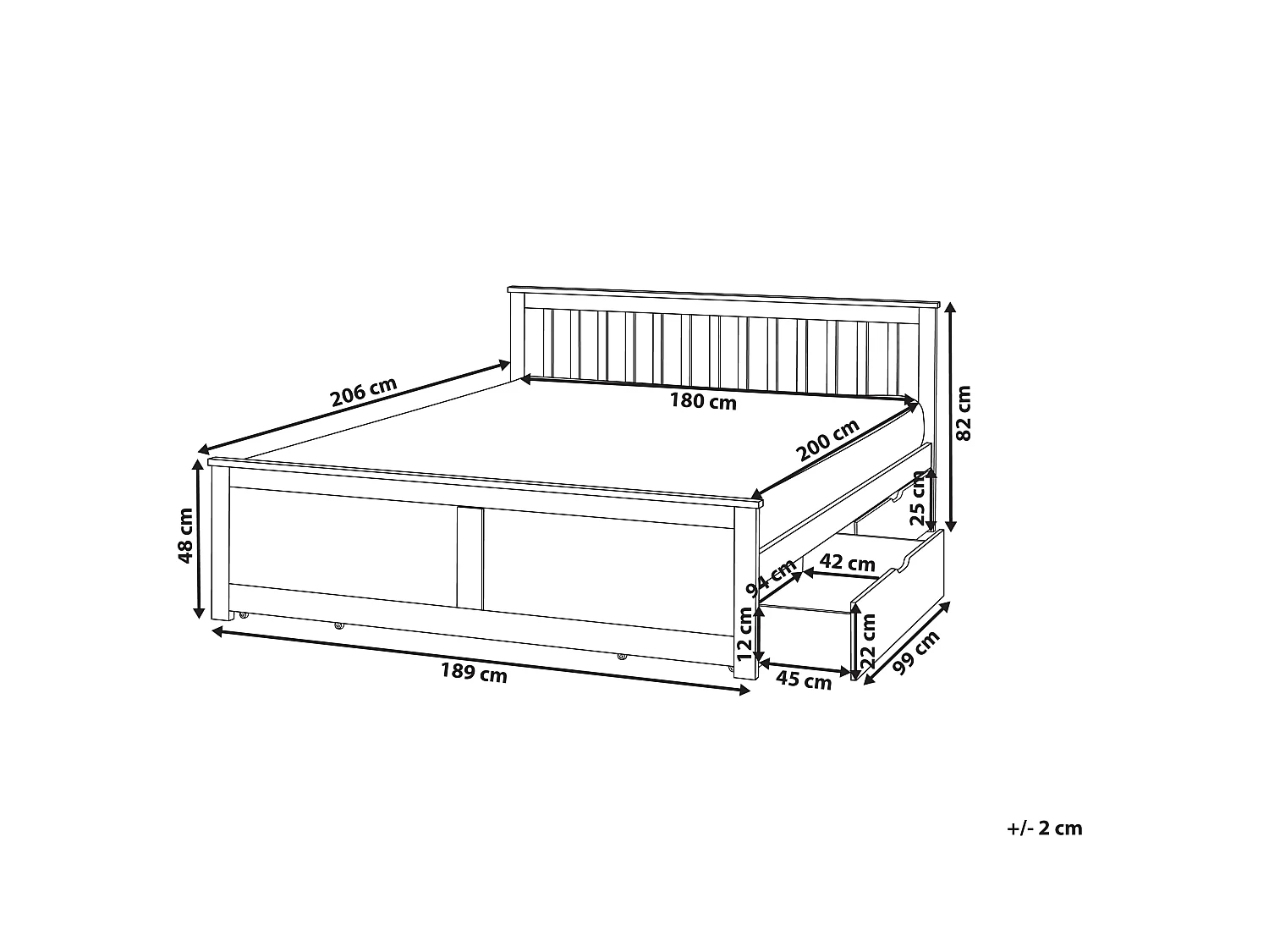 Bed with 4 Drawers OLENDON Pine Wood White 180 x 200 cm (EU Super King)
