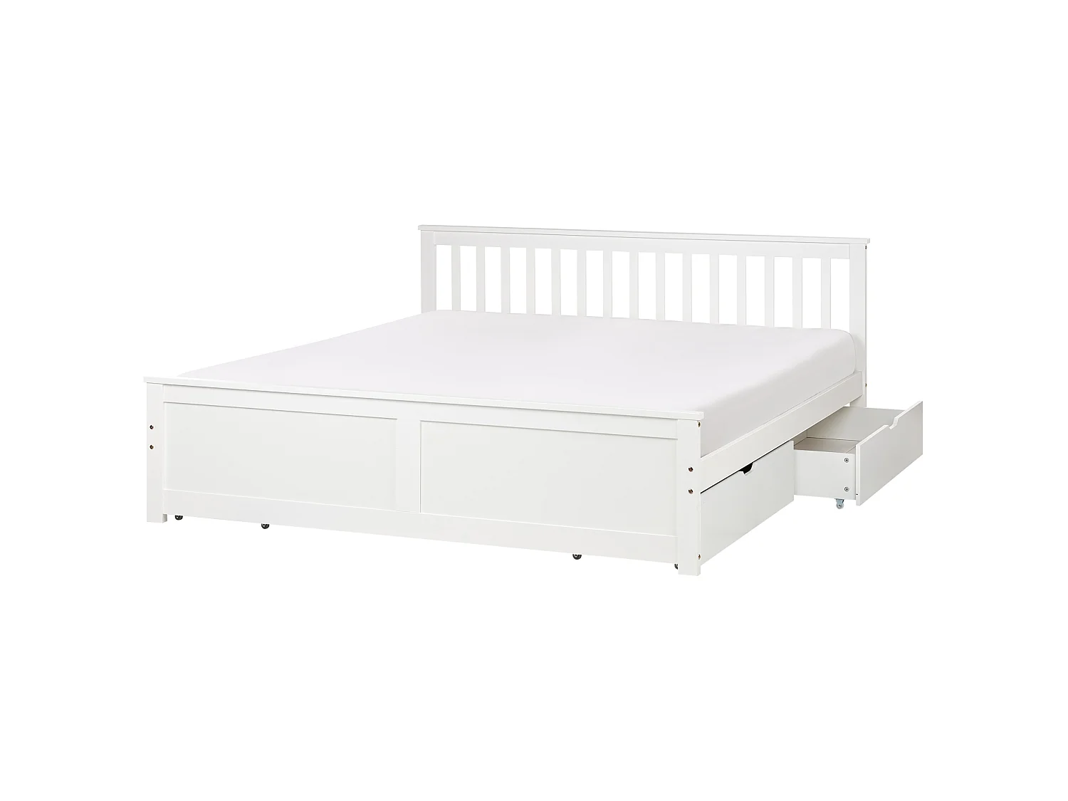 Bed with 4 Drawers OLENDON Pine Wood White 180 x 200 cm (EU Super King)