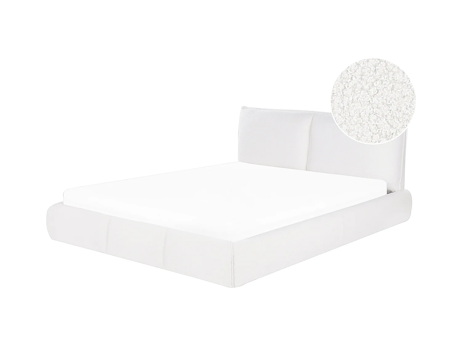Bett mit Lattenrost Bouclé VINAY 160 x 200 cm Weiss