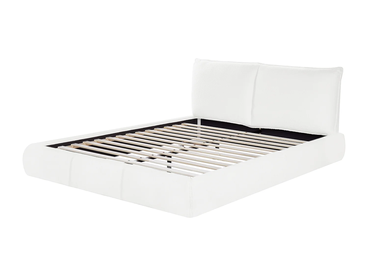 Bett mit Lattenrost Bouclé VINAY 160 x 200 cm Weiss