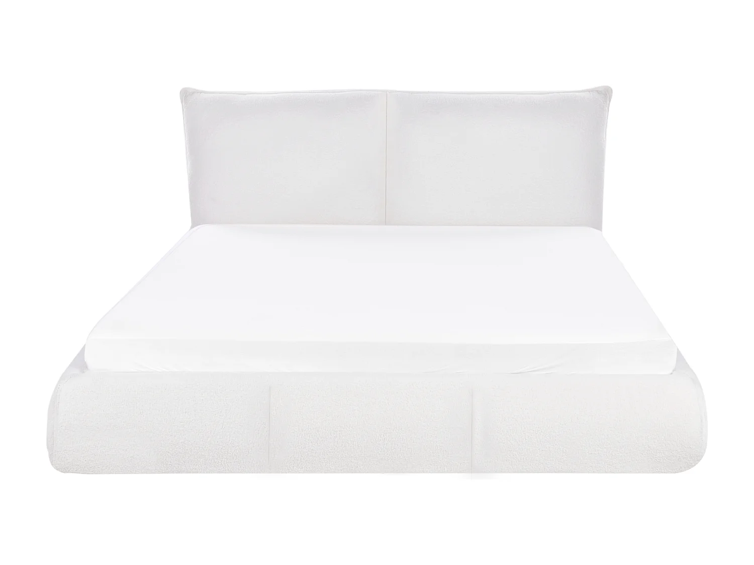 Bett mit Lattenrost Bouclé VINAY 160 x 200 cm Weiss