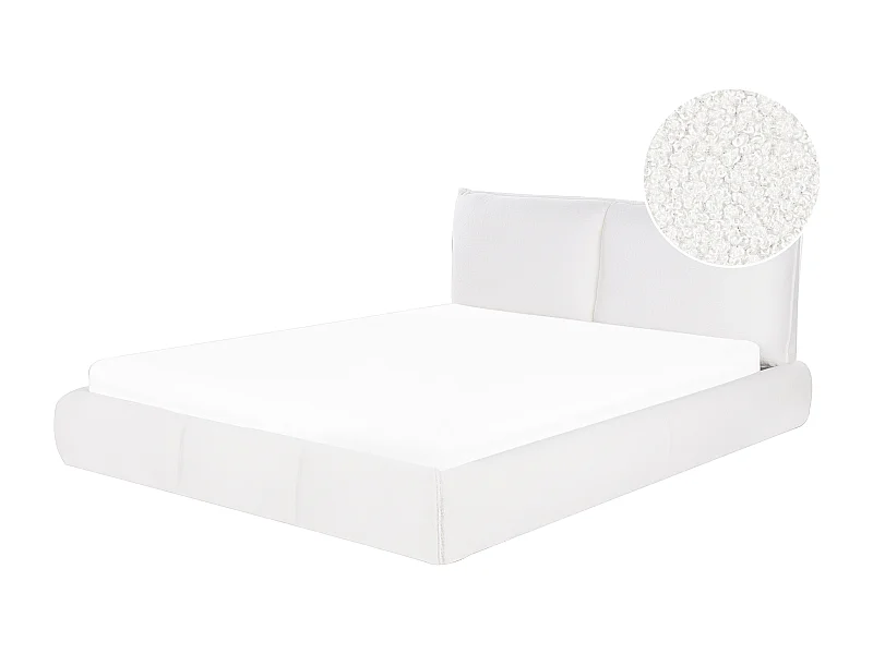 Letto Bouclé VINAY 160 x 200 cm Bianco