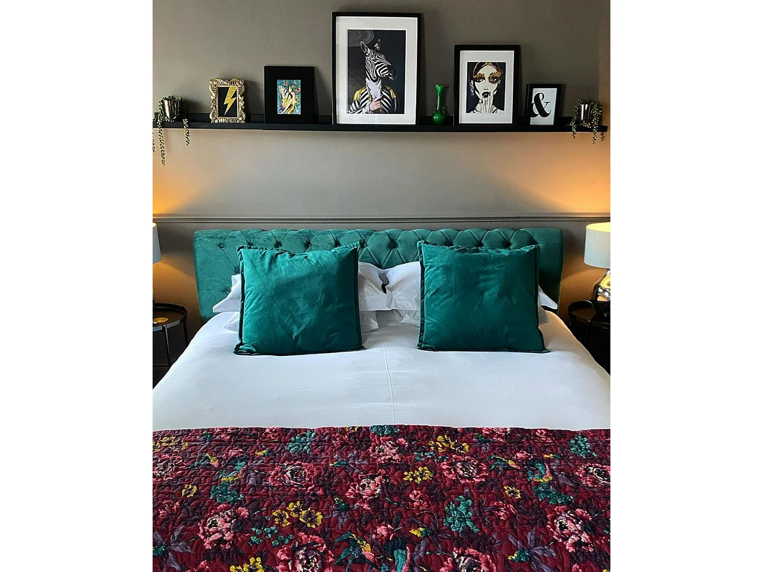 Letto ad acqua Velluto AVALLON 160 x 200 cm Verde smeraldo