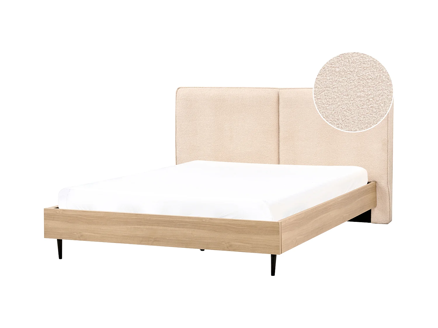 Lit avec sommier Bouclé IZERNORE 180 x 200 cm Beige