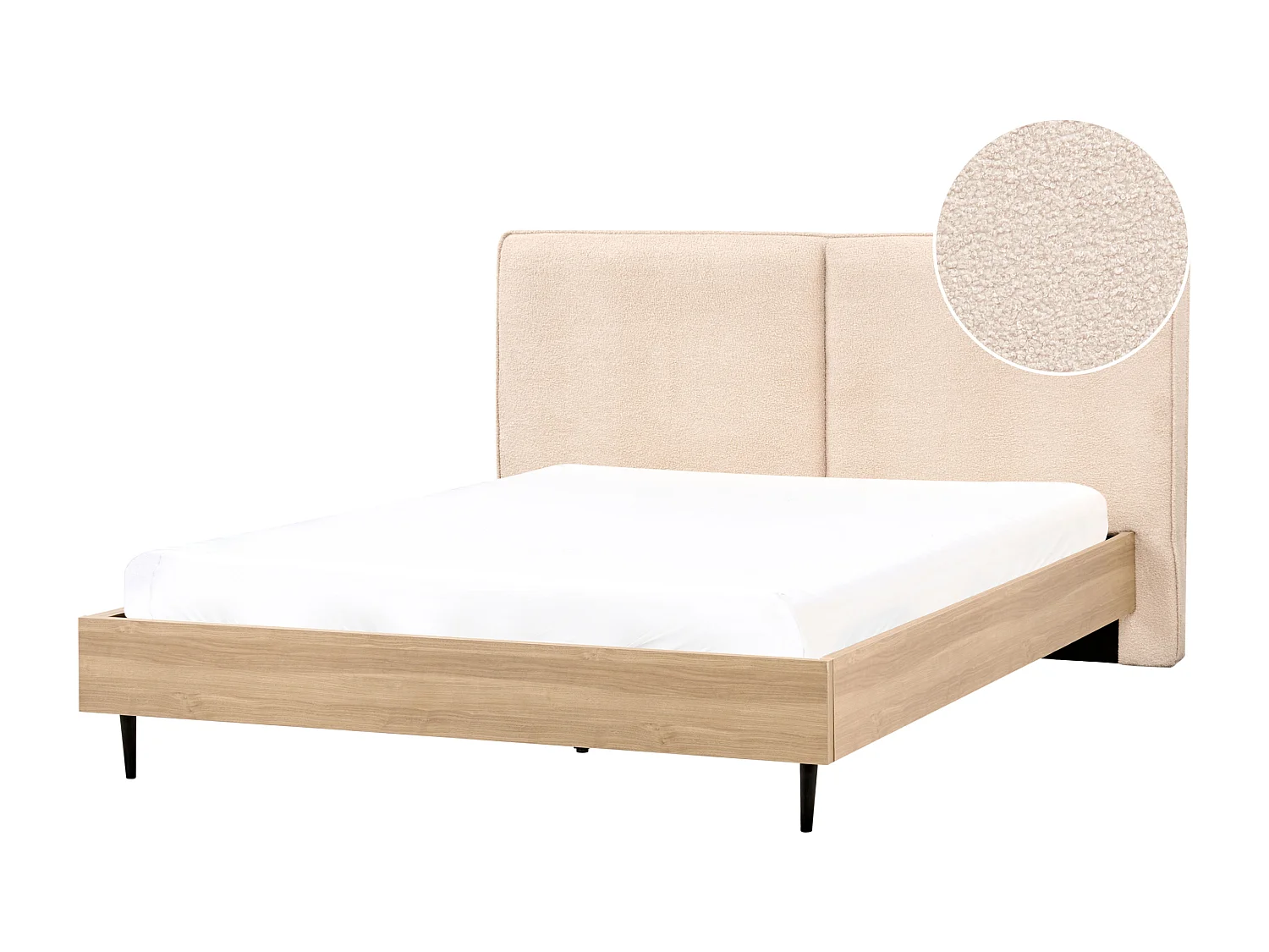 Bed Bouclé IZERNORE 180 x 200 cm Beige