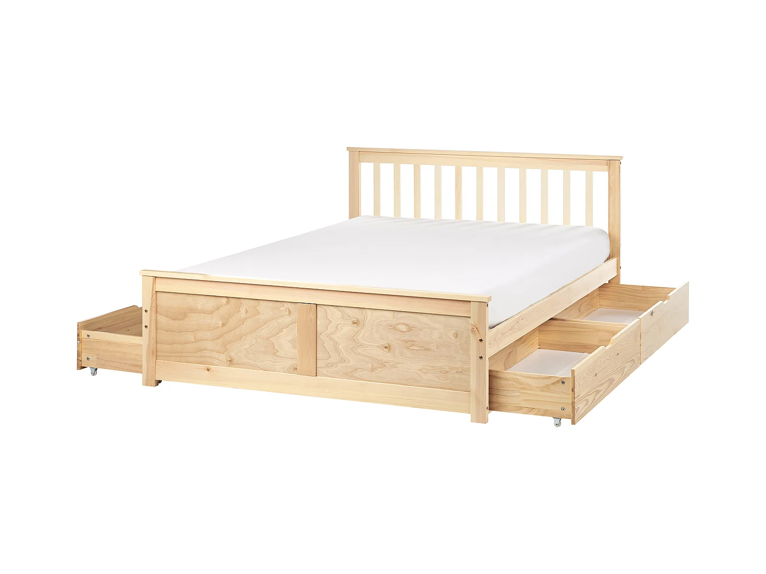 Bett mit Schubladen Kiefernholz OLENDON 140 x 200 cm Hellbraun