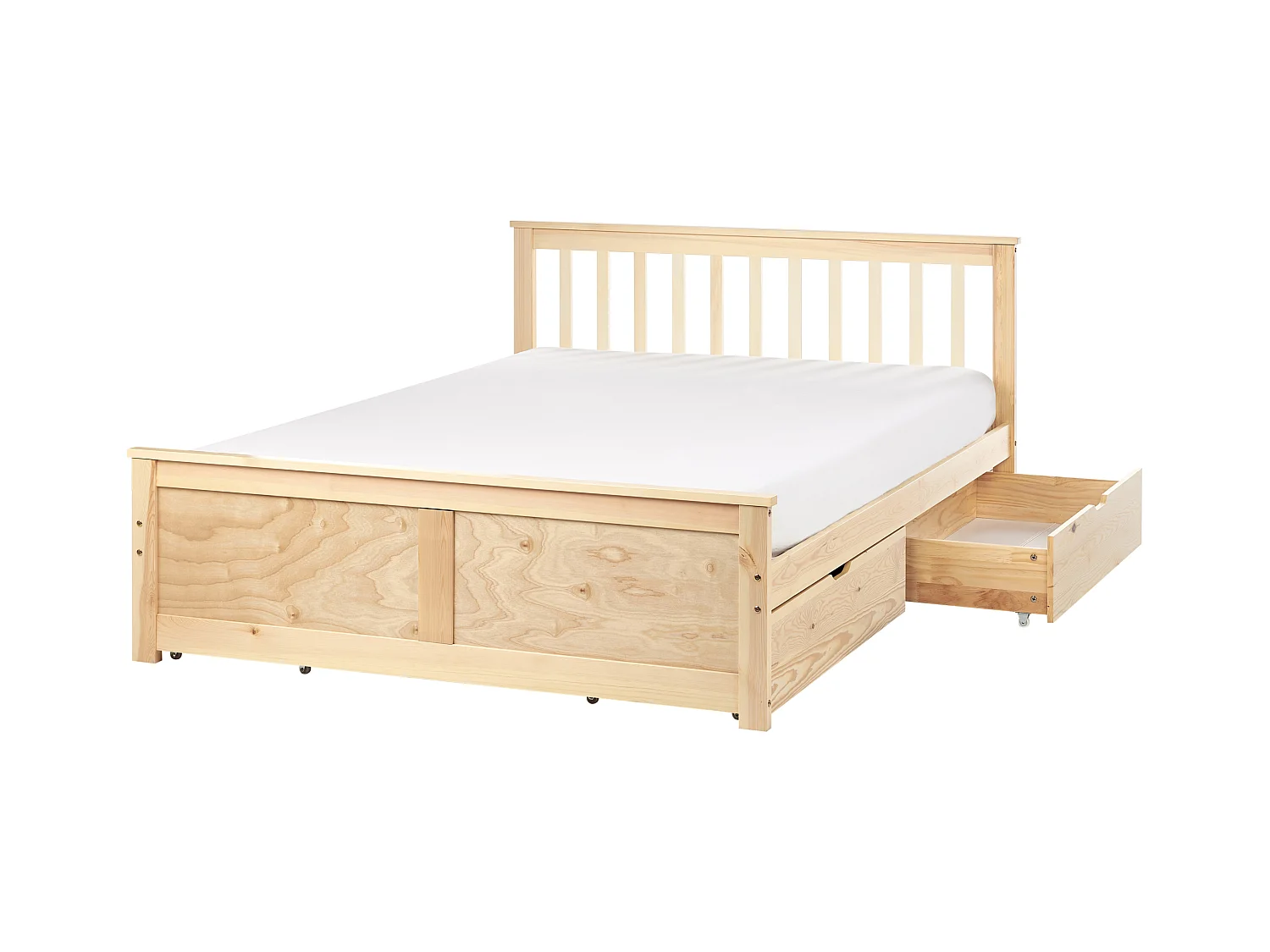 Bett mit Schubladen Kiefernholz OLENDON 140 x 200 cm Hellbraun