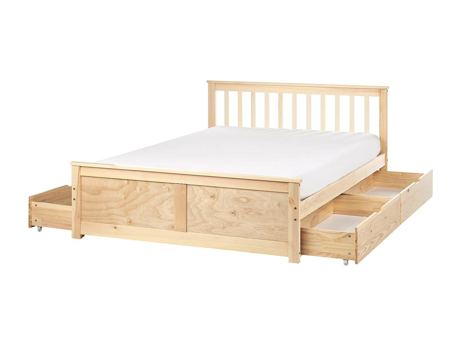 Bed met opbergladen Dennenhout OLENDON 140 x 200 cm Lichtbruin