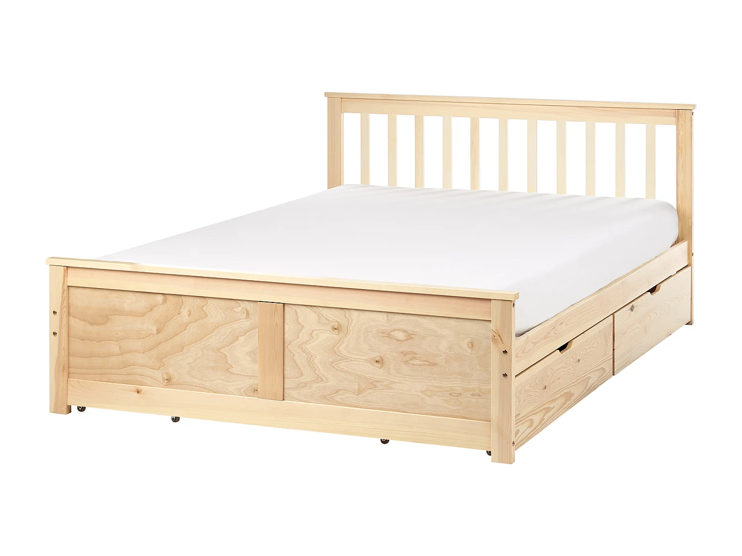 Bed met opbergladen Dennenhout OLENDON 140 x 200 cm Lichtbruin