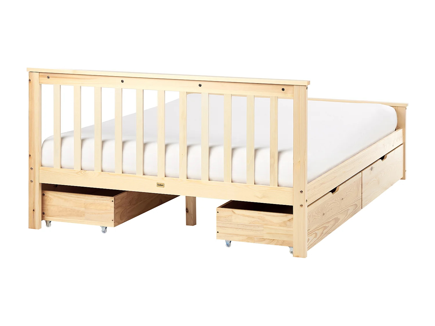 Bed met opbergladen Dennenhout OLENDON 140 x 200 cm Lichtbruin