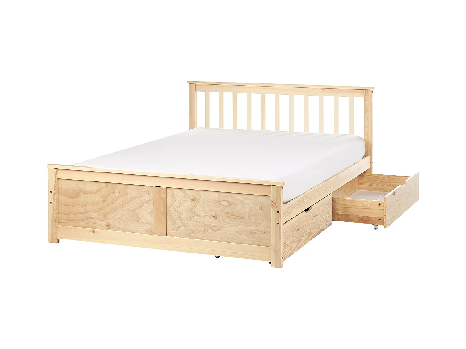 Lit avec tiroirs de rangement Bois de pin OLENDON 140 x 200 cm Marron clair