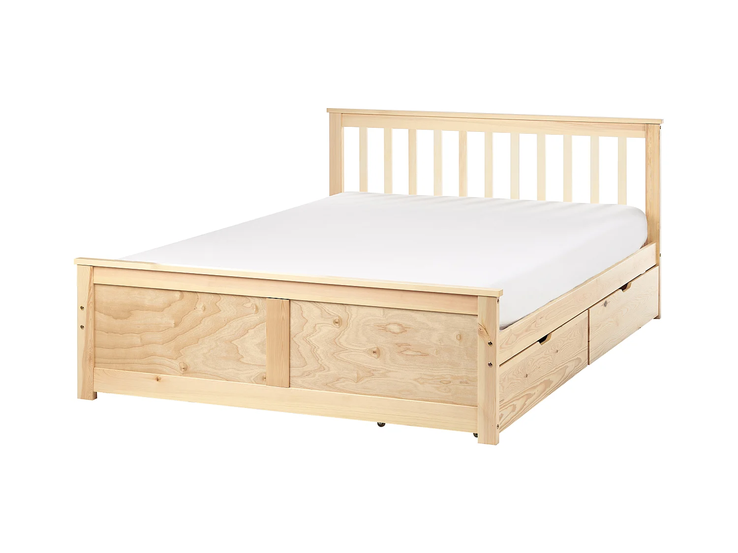 Lit avec tiroirs de rangement Bois de pin OLENDON 140 x 200 cm Marron clair