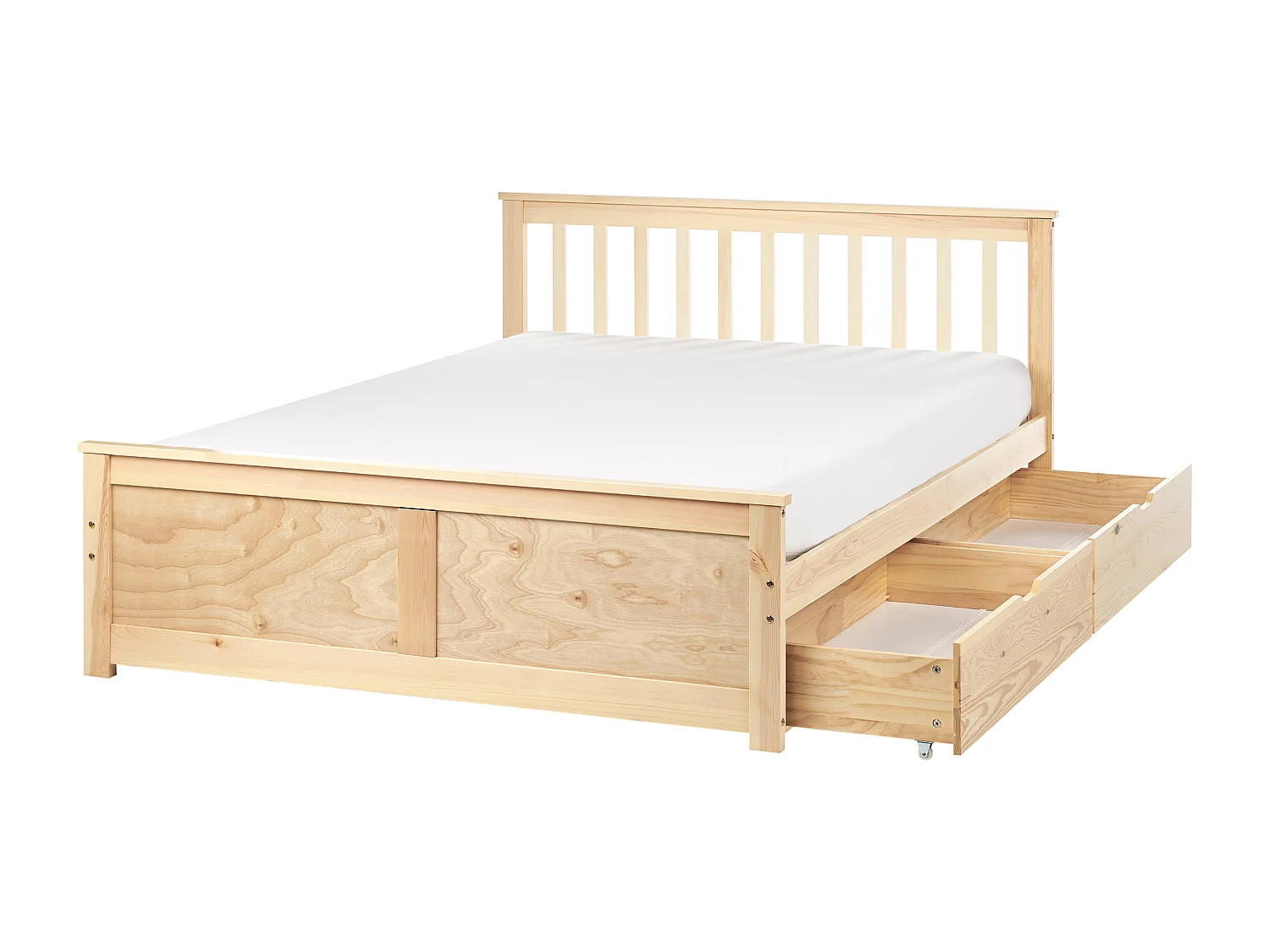 Lit avec tiroirs de rangement Bois de pin OLENDON 140 x 200 cm Marron clair